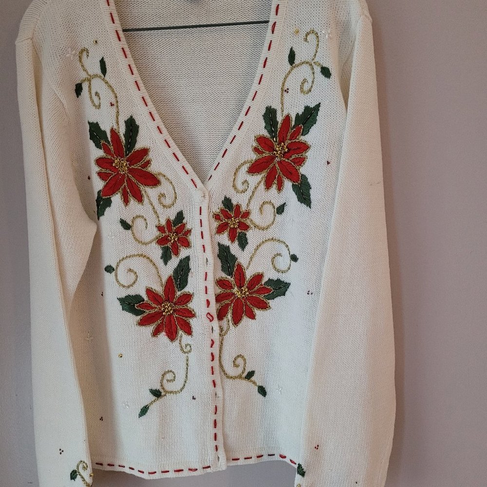 BEAUTIFUL HOLIDDAY SPECIAL SWEATER JACKET -" REFERENCE POINT"  SIZE XL